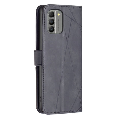 Nokia G310 Rhombus Texture Leather Phone Case with Magnetic Buckle and Card Holder