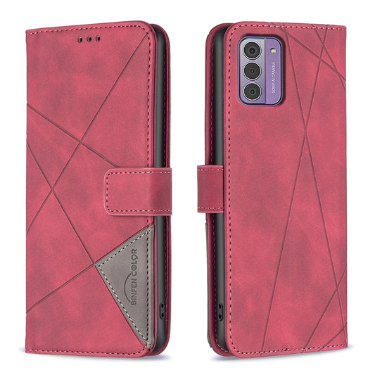 Nokia G42 Rhombus Texture Leather Phone Case with Magnetic Buckle and Card Holder
