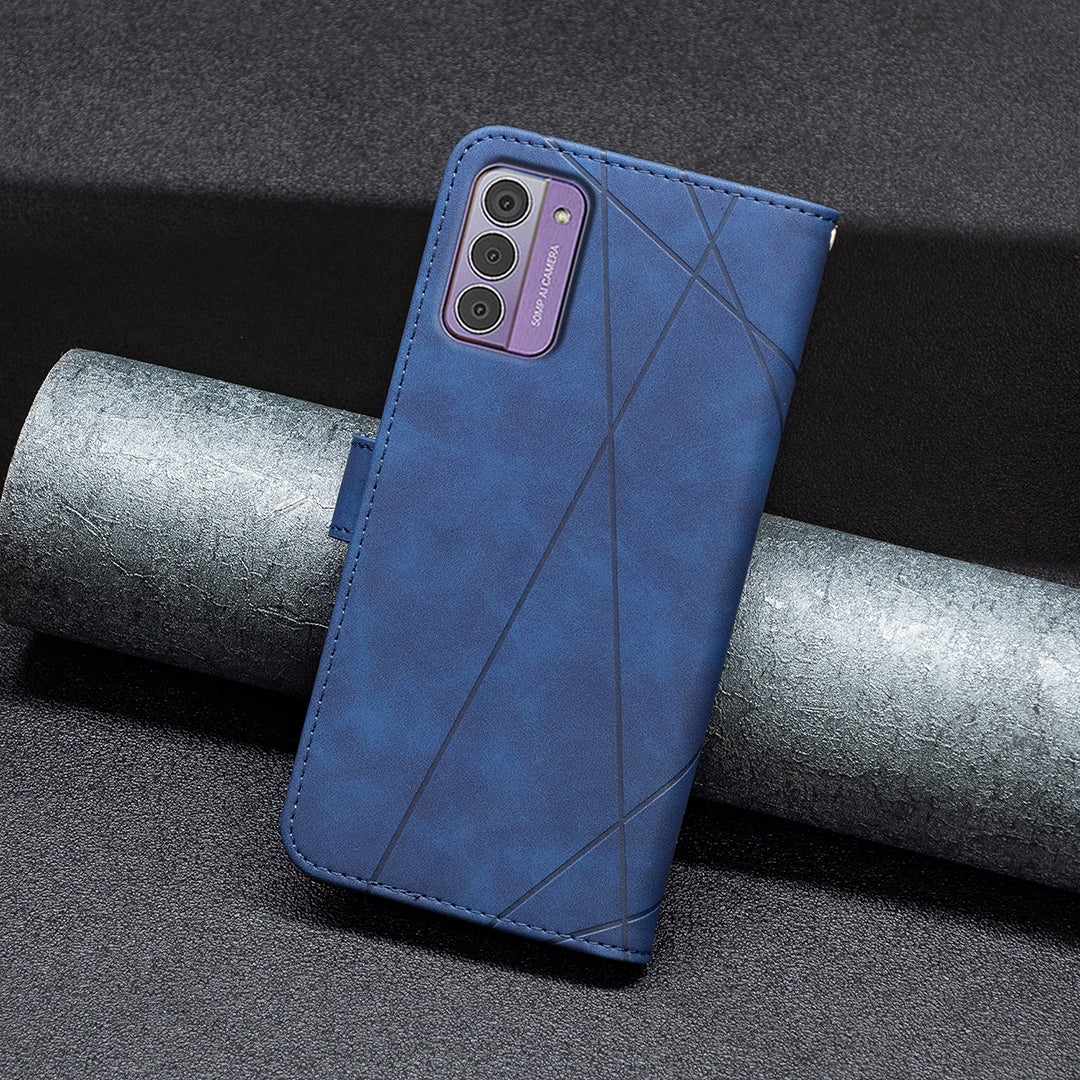 Nokia G42 Rhombus Texture Leather Phone Case with Magnetic Buckle and Card Holder