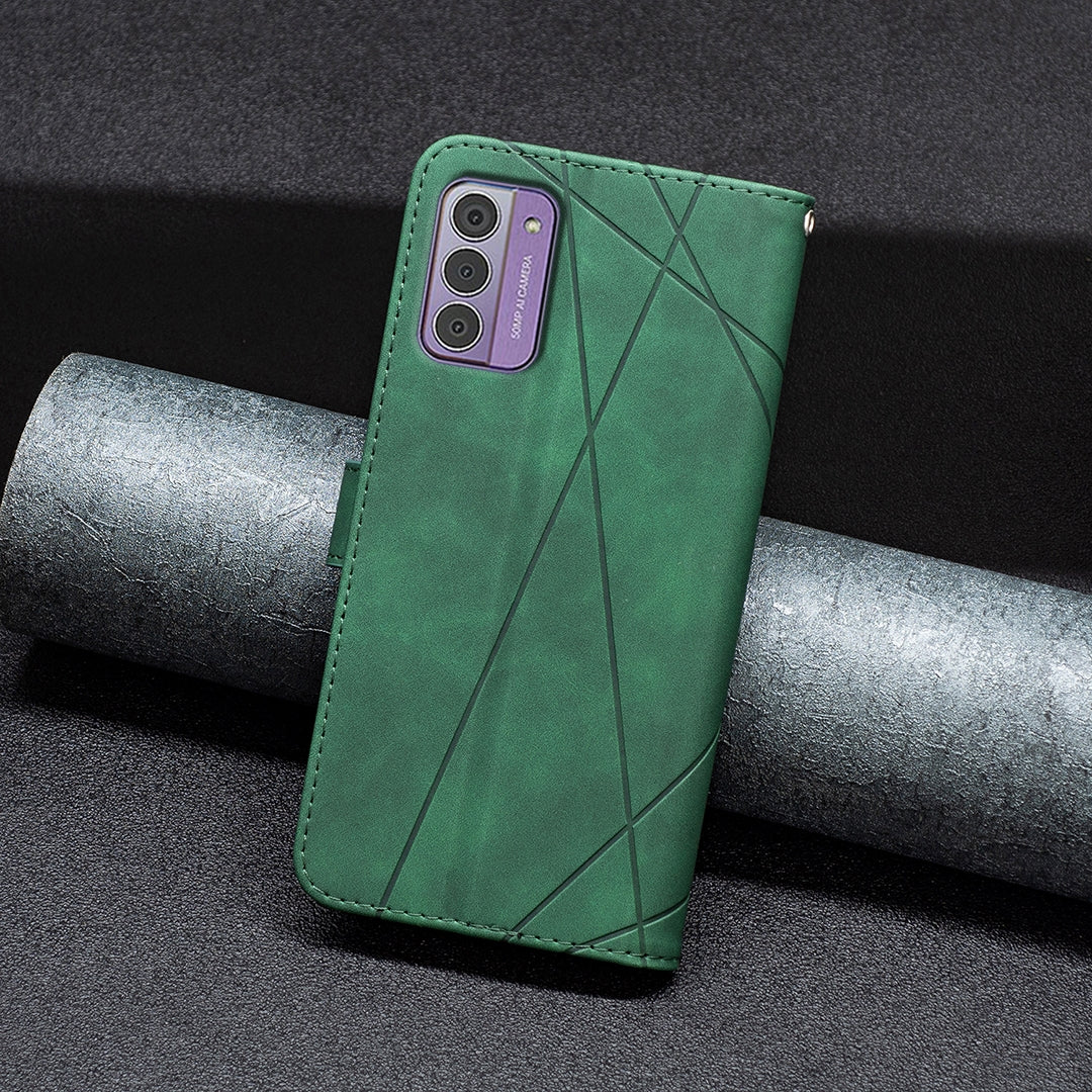 Nokia G42 Rhombus Texture Leather Phone Case with Magnetic Buckle and Card Holder
