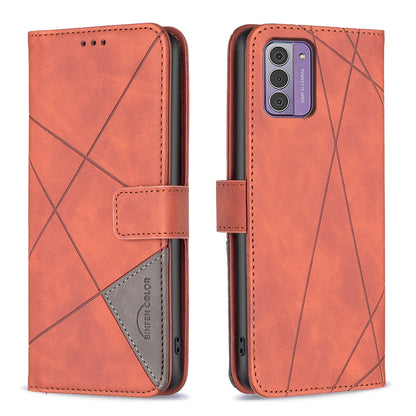 Nokia G42 Rhombus Texture Leather Phone Case with Magnetic Buckle and Card Holder