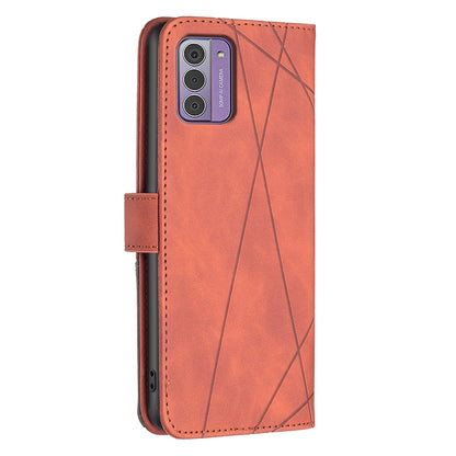 Nokia G42 Rhombus Texture Leather Phone Case with Magnetic Buckle and Card Holder