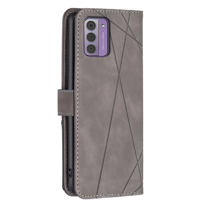 Nokia G42 Rhombus Texture Leather Phone Case with Magnetic Buckle and Card Holder