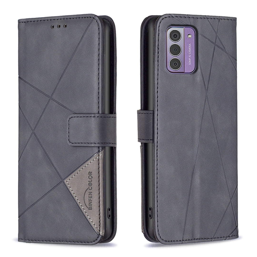 Nokia G42 Rhombus Texture Leather Phone Case with Magnetic Buckle and Card Holder