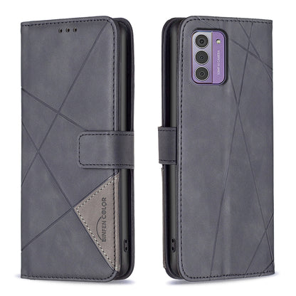 Nokia G42 Rhombus Texture Leather Phone Case with Magnetic Buckle and Card Holder