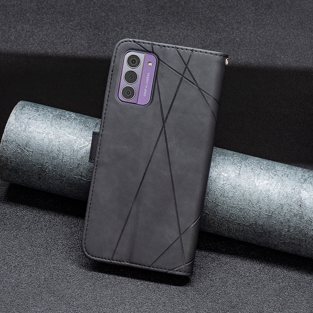 Nokia G42 Rhombus Texture Leather Phone Case with Magnetic Buckle and Card Holder