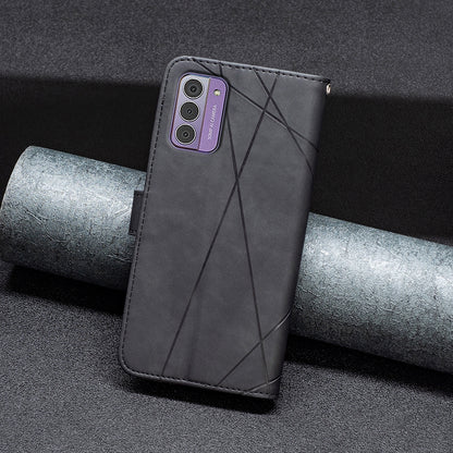 Nokia G42 Rhombus Texture Leather Phone Case with Magnetic Buckle and Card Holder