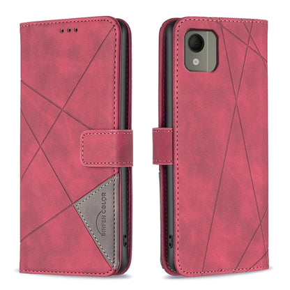 Nokia C110 Rhombus Texture Leather Phone Case with Magnetic Buckle and Card Holder