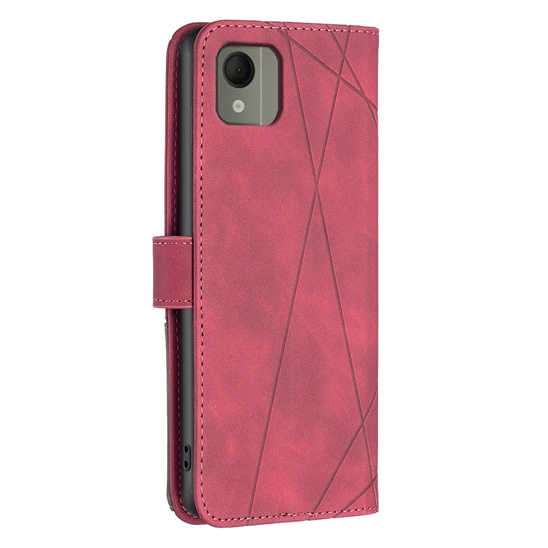 Nokia C110 Rhombus Texture Leather Phone Case with Magnetic Buckle and Card Holder