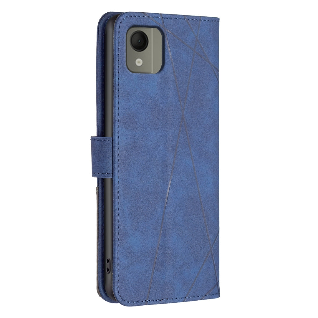 Nokia C110 Rhombus Texture Leather Phone Case with Magnetic Buckle and Card Holder