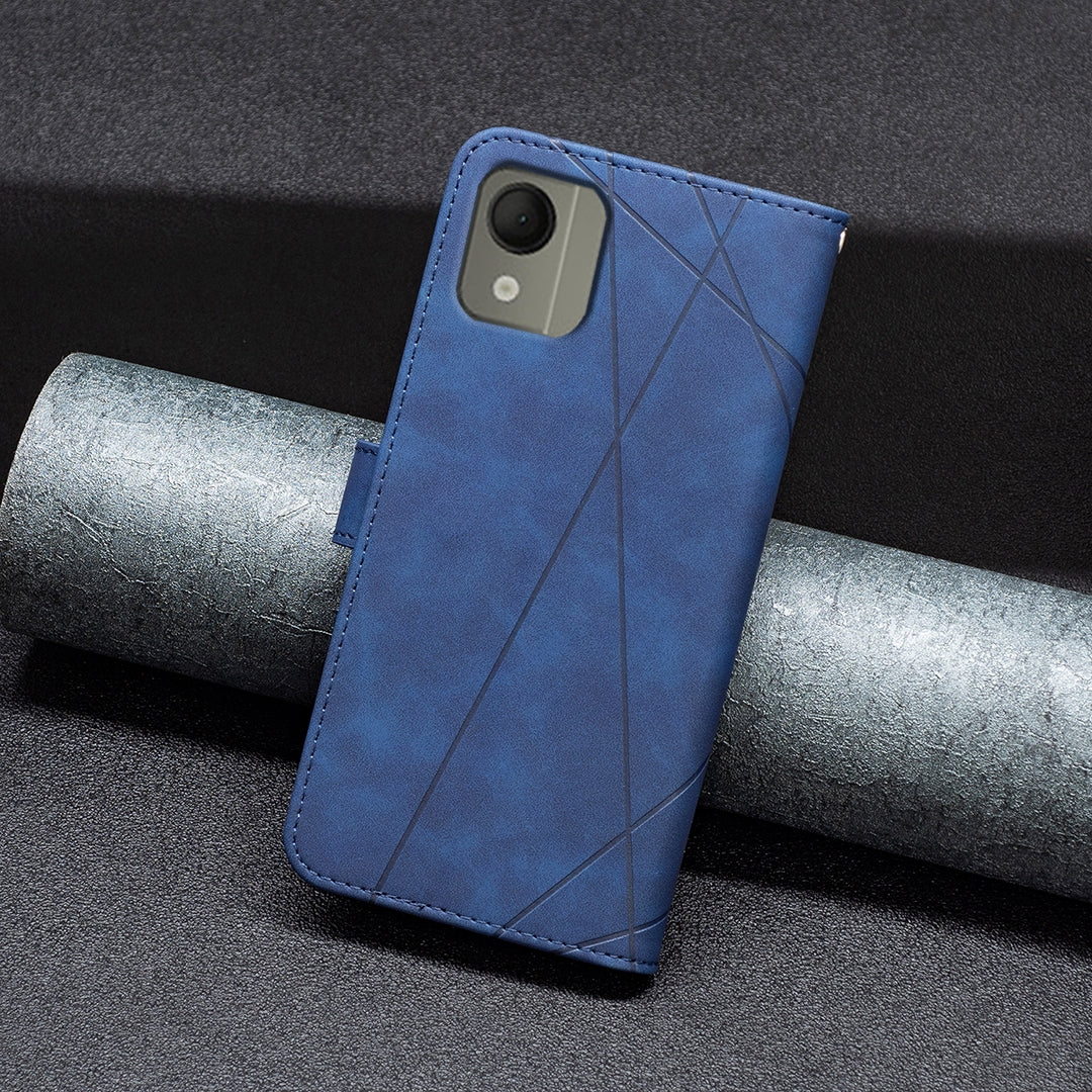 Nokia C110 Rhombus Texture Leather Phone Case with Magnetic Buckle and Card Holder