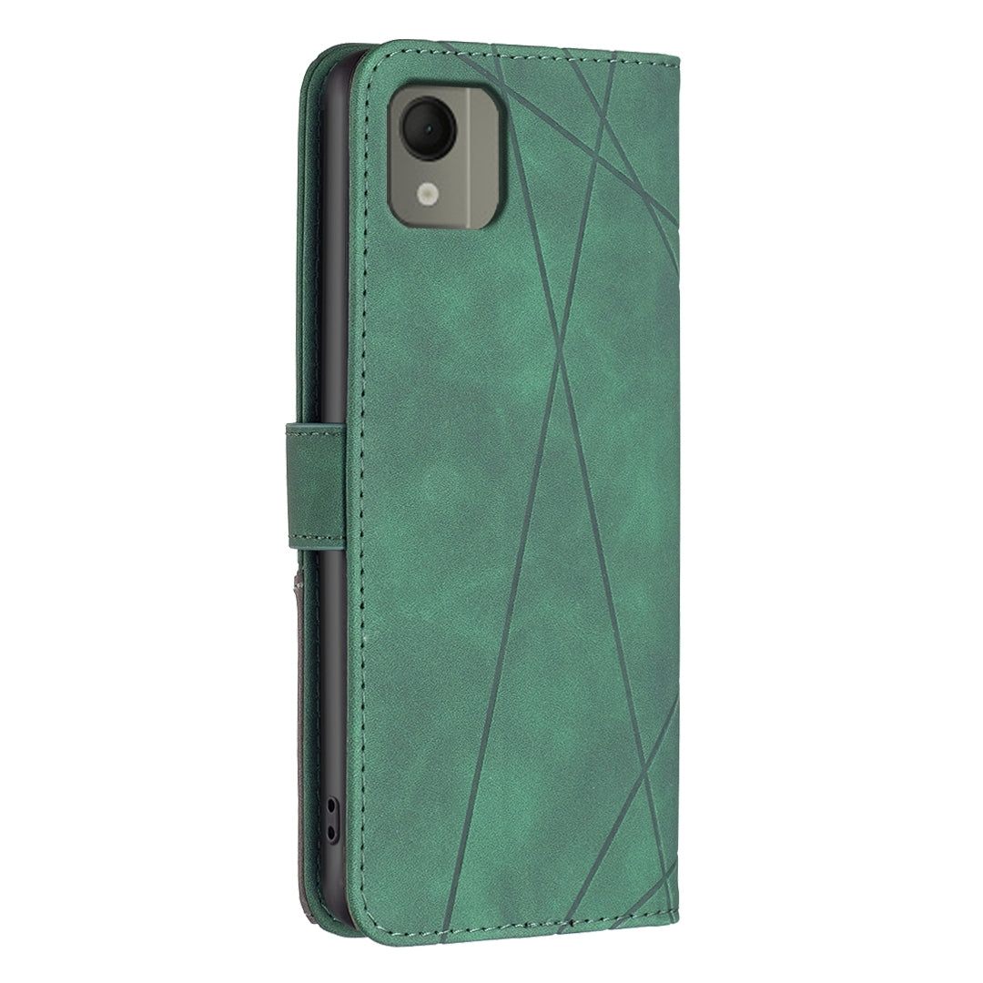 Nokia C110 Rhombus Texture Leather Phone Case with Magnetic Buckle and Card Holder
