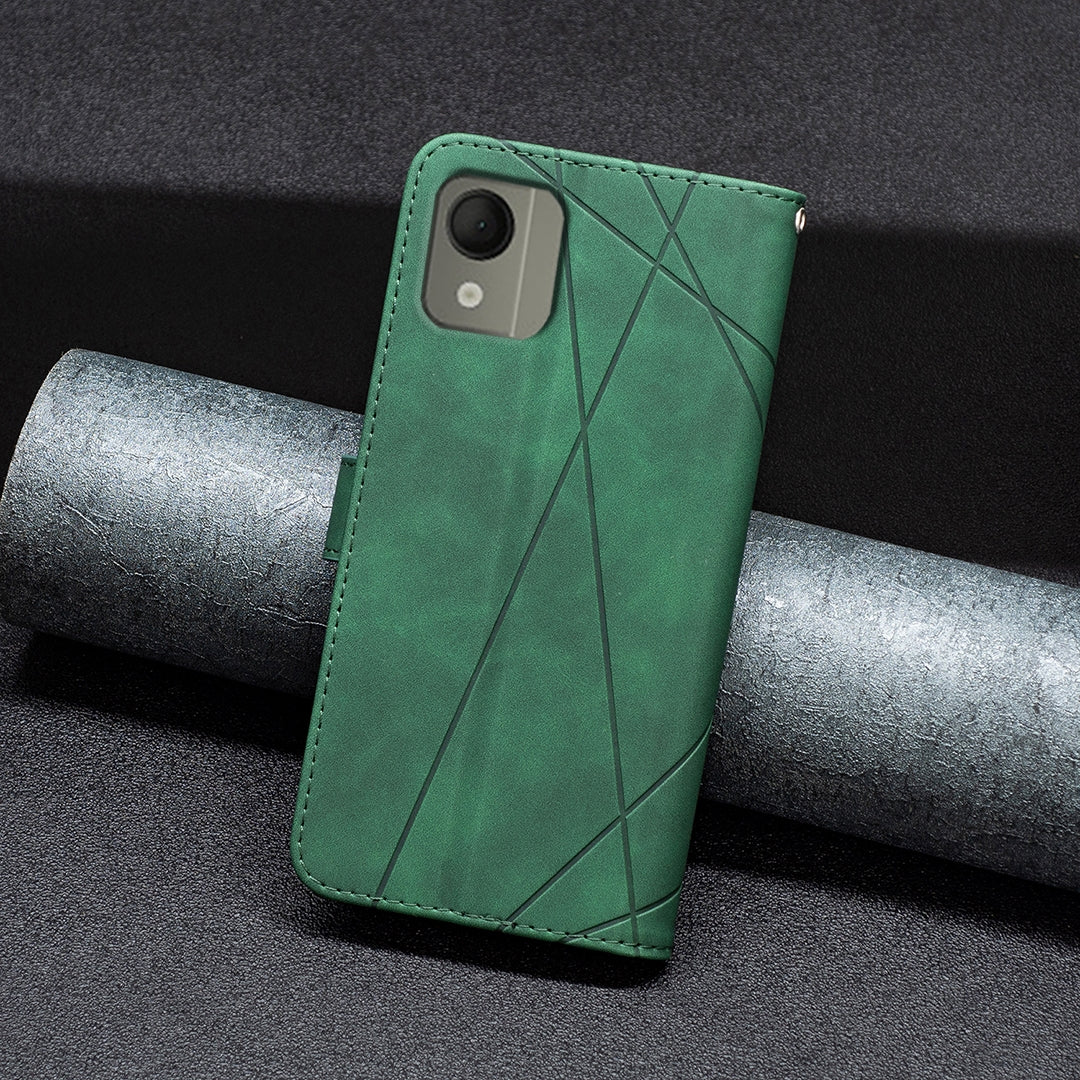 Nokia C110 Rhombus Texture Leather Phone Case with Magnetic Buckle and Card Holder