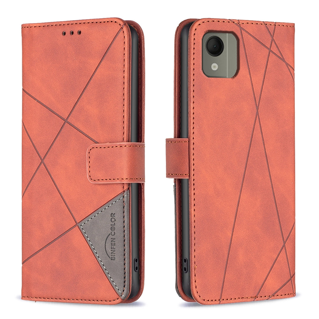 Nokia C110 Rhombus Texture Leather Phone Case with Magnetic Buckle and Card Holder