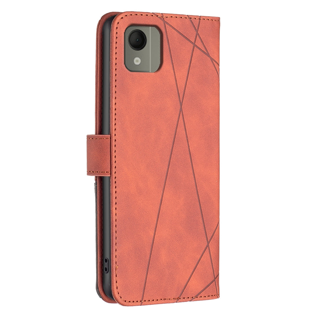 Nokia C110 Rhombus Texture Leather Phone Case with Magnetic Buckle and Card Holder