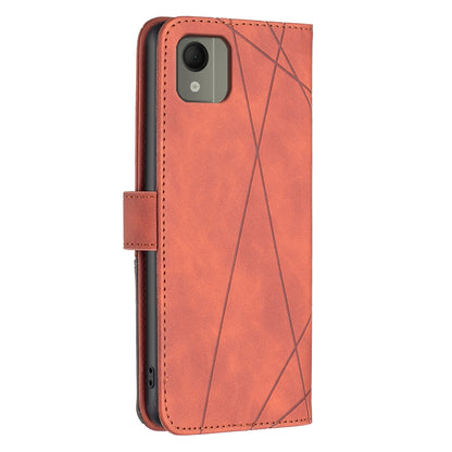Nokia C110 Rhombus Texture Leather Phone Case with Magnetic Buckle and Card Holder
