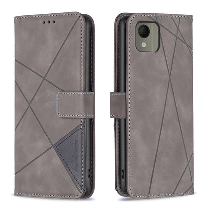 Nokia C110 Rhombus Texture Leather Phone Case with Magnetic Buckle and Card Holder