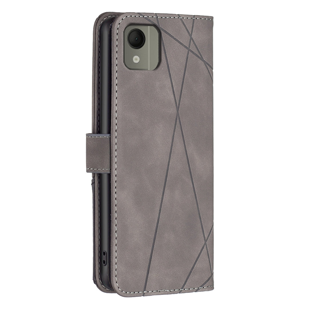 Nokia C110 Rhombus Texture Leather Phone Case with Magnetic Buckle and Card Holder