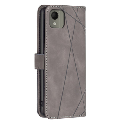 Nokia C110 Rhombus Texture Leather Phone Case with Magnetic Buckle and Card Holder