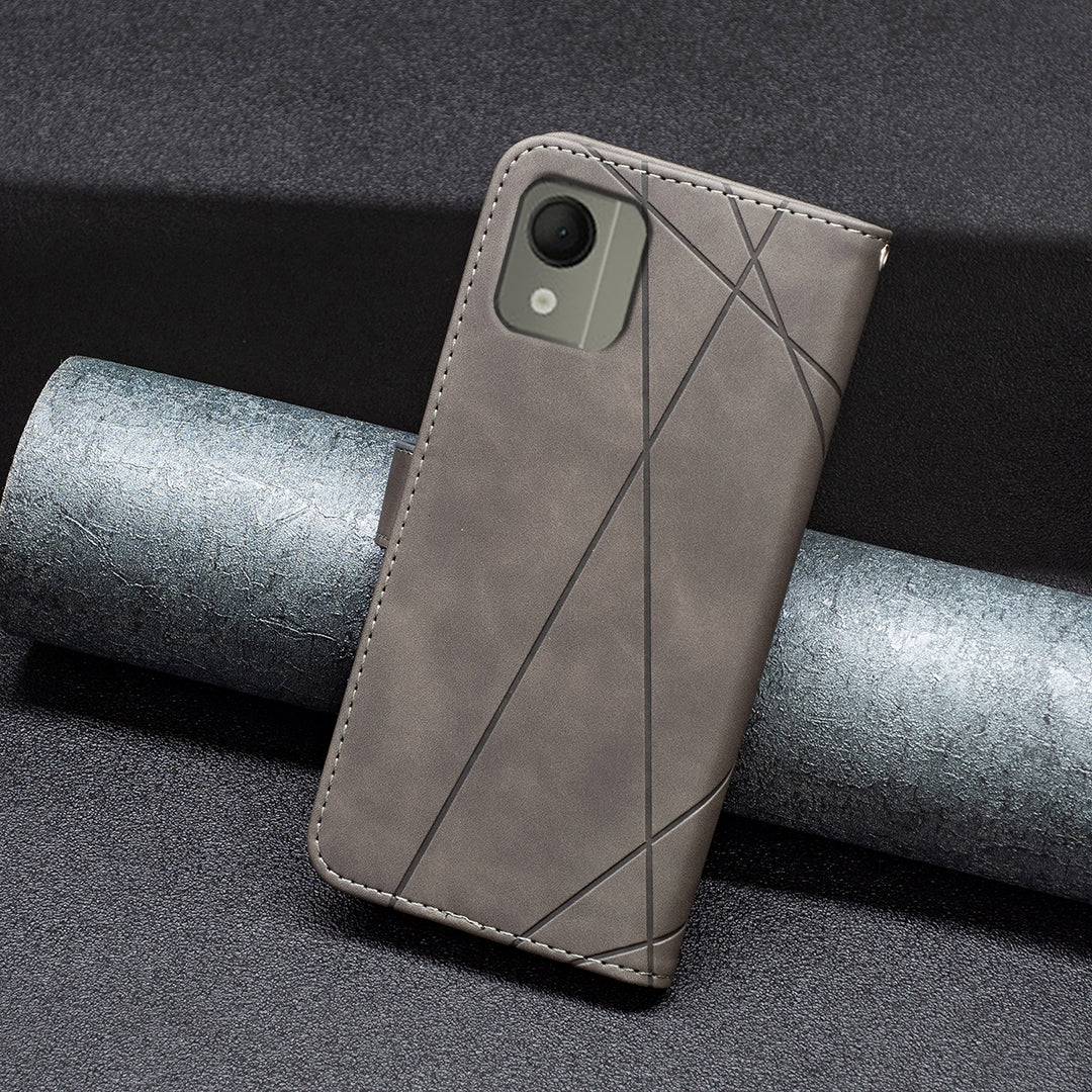 Nokia C110 Rhombus Texture Leather Phone Case with Magnetic Buckle and Card Holder