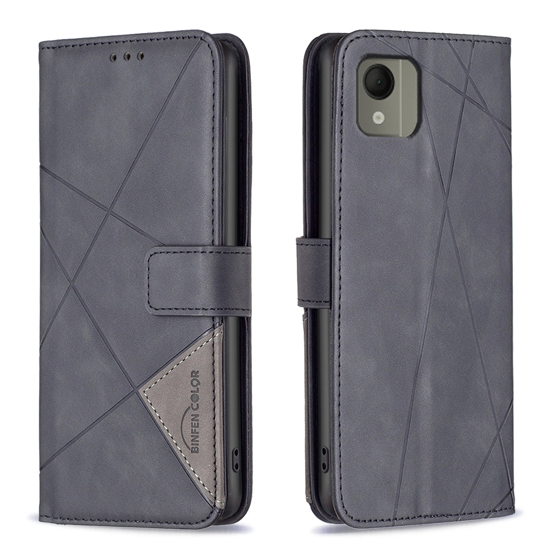 Nokia C110 Rhombus Texture Leather Phone Case with Magnetic Buckle and Card Holder
