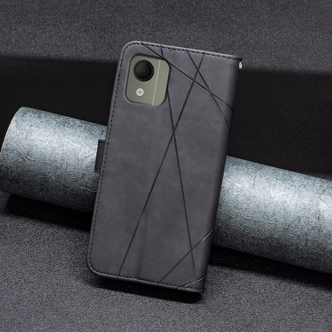 Nokia C110 Rhombus Texture Leather Phone Case with Magnetic Buckle and Card Holder