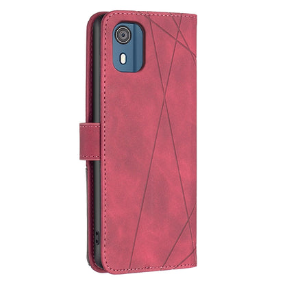 Nokia C02 Rhombus Texture Leather Phone Case with Magnetic Buckle and Card Holder