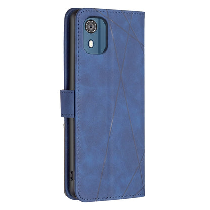 Nokia C02 Rhombus Texture Leather Phone Case with Magnetic Buckle and Card Holder