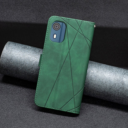 Nokia C02 Rhombus Texture Leather Phone Case with Magnetic Buckle and Card Holder