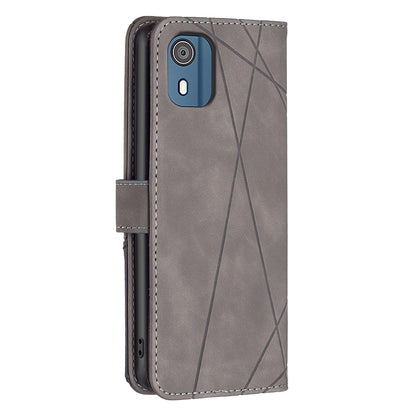 Nokia C02 Rhombus Texture Leather Phone Case with Magnetic Buckle and Card Holder