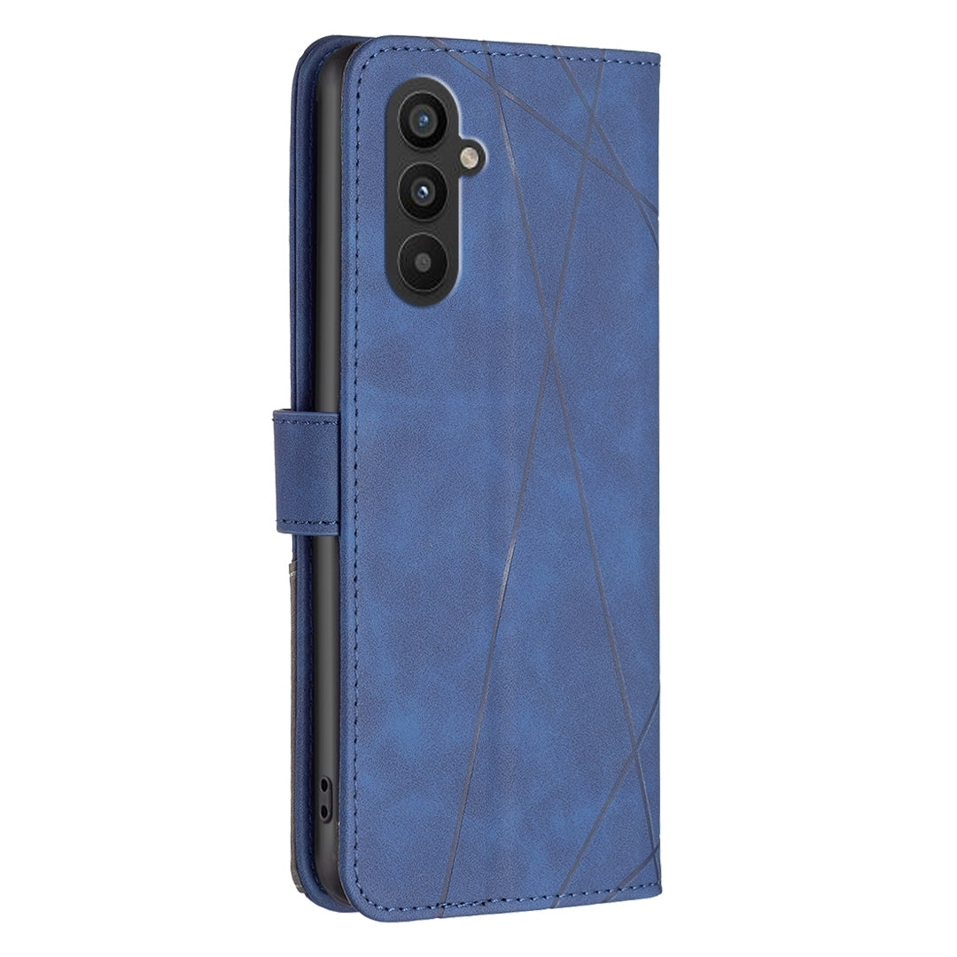 Samsung Galaxy A25 5G Rhombus Texture Leather Phone Case with Magnetic Buckle and Card Holder