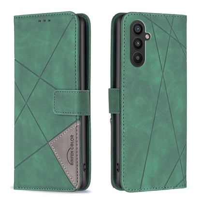 Samsung Galaxy A25 5G Rhombus Texture Leather Phone Case with Magnetic Buckle and Card Holder