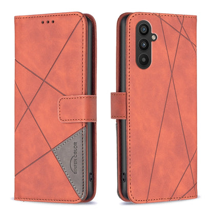 Samsung Galaxy A25 5G Rhombus Texture Leather Phone Case with Magnetic Buckle and Card Holder