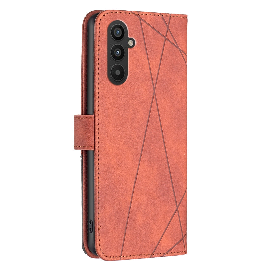 Samsung Galaxy A25 5G Rhombus Texture Leather Phone Case with Magnetic Buckle and Card Holder