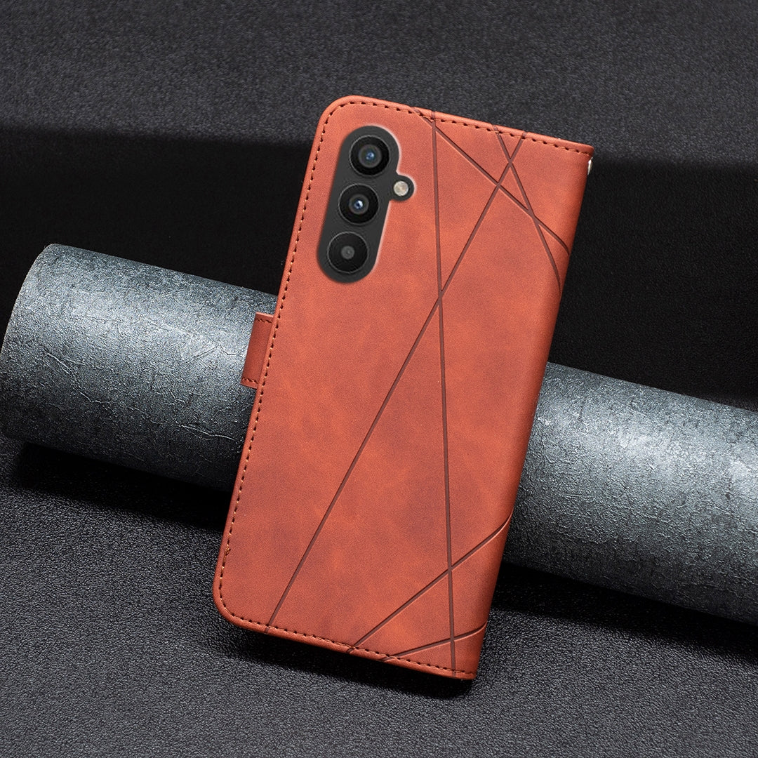 Samsung Galaxy A25 5G Rhombus Texture Leather Phone Case with Magnetic Buckle and Card Holder