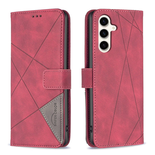 Samsung Galaxy S23 FE 5G Rhombus Texture Leather Phone Case with Magnetic Buckle and Card Holder