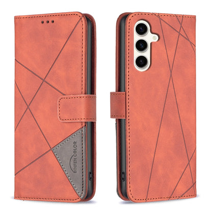 Samsung Galaxy S23 FE 5G Rhombus Texture Leather Phone Case with Magnetic Buckle and Card Holder