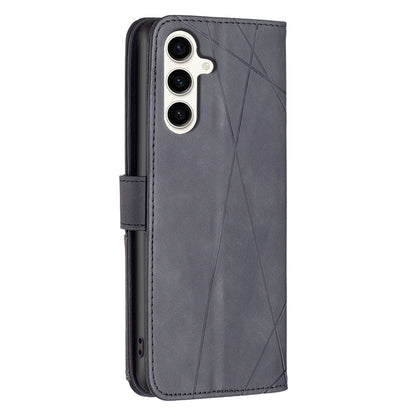 Samsung Galaxy S23 FE 5G Rhombus Texture Leather Phone Case with Magnetic Buckle and Card Holder