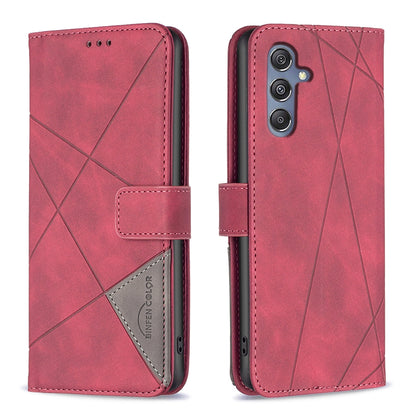 Samsung Galaxy M34 5G Rhombus Texture Leather Phone Case with Magnetic Buckle and Card Holder