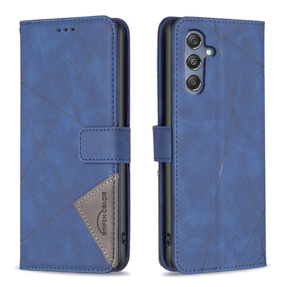 Samsung Galaxy M34 5G Rhombus Texture Leather Phone Case with Magnetic Buckle and Card Holder