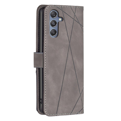 Samsung Galaxy M34 5G Rhombus Texture Leather Phone Case with Magnetic Buckle and Card Holder