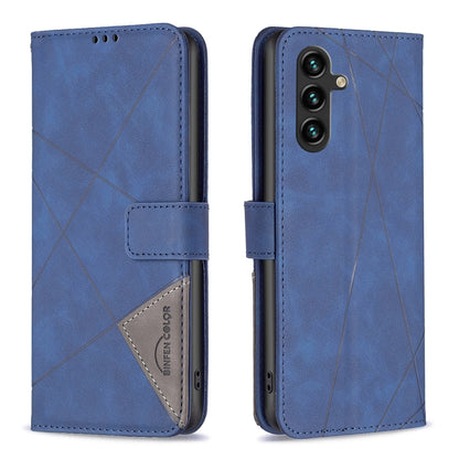 Samsung Galaxy A15 Rhombus Texture Leather Phone Case with Magnetic Buckle and Card Holder