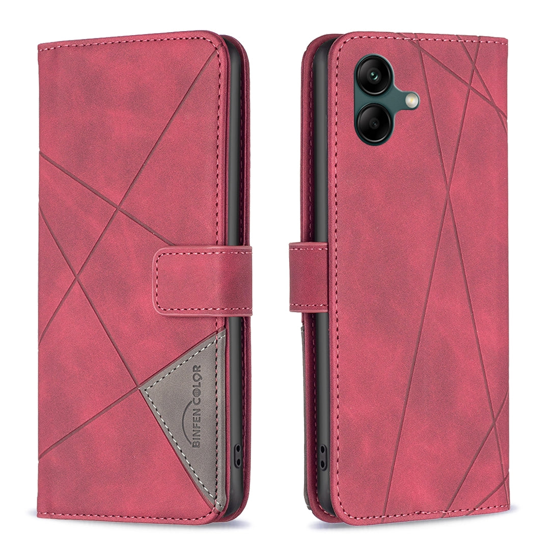 Samsung Galaxy A05 Rhombus Texture Leather Phone Case with Magnetic Buckle and Card Holder