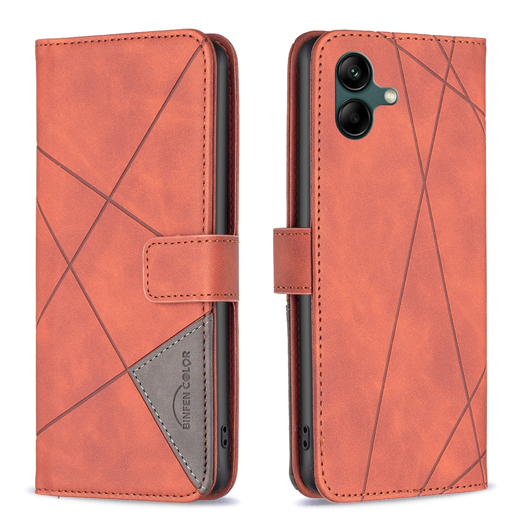 Samsung Galaxy A05 Rhombus Texture Leather Phone Case with Magnetic Buckle and Card Holder