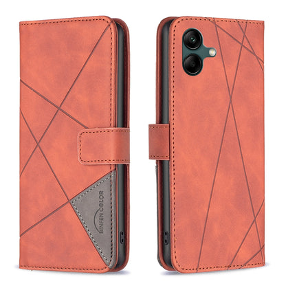 Samsung Galaxy A05 Rhombus Texture Leather Phone Case with Magnetic Buckle and Card Holder