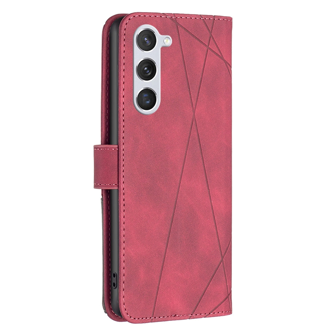 Samsung Galaxy S24 5G Rhombus Texture Leather Phone Case with Magnetic Buckle and Card Holder