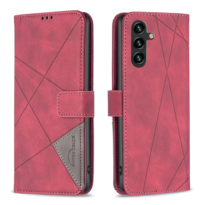 Samsung Galaxy A35 Rhombus Texture Leather Phone Case with Magnetic Buckle and Card Holder