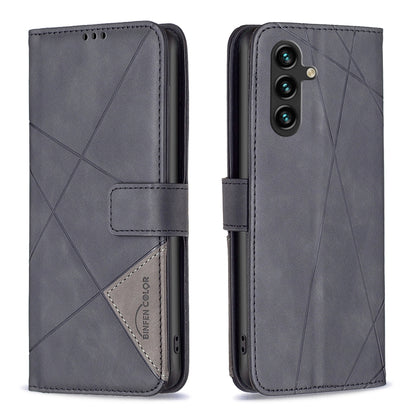 Samsung Galaxy A35 Rhombus Texture Leather Phone Case with Magnetic Buckle and Card Holder