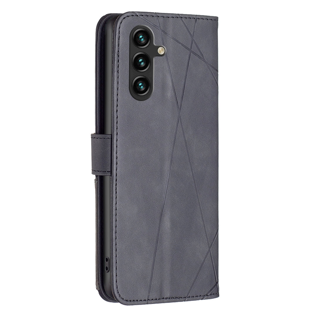 Samsung Galaxy A55 Rhombus Texture Leather Phone Case with Magnetic Buckle and Card Holder