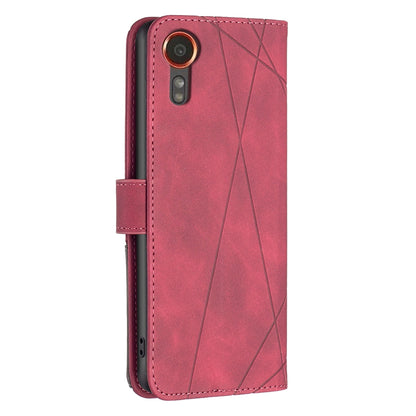 Samsung Galaxy Xcover 7 Rhombus Texture Leather Phone Case with Magnetic Buckle and Card Holder